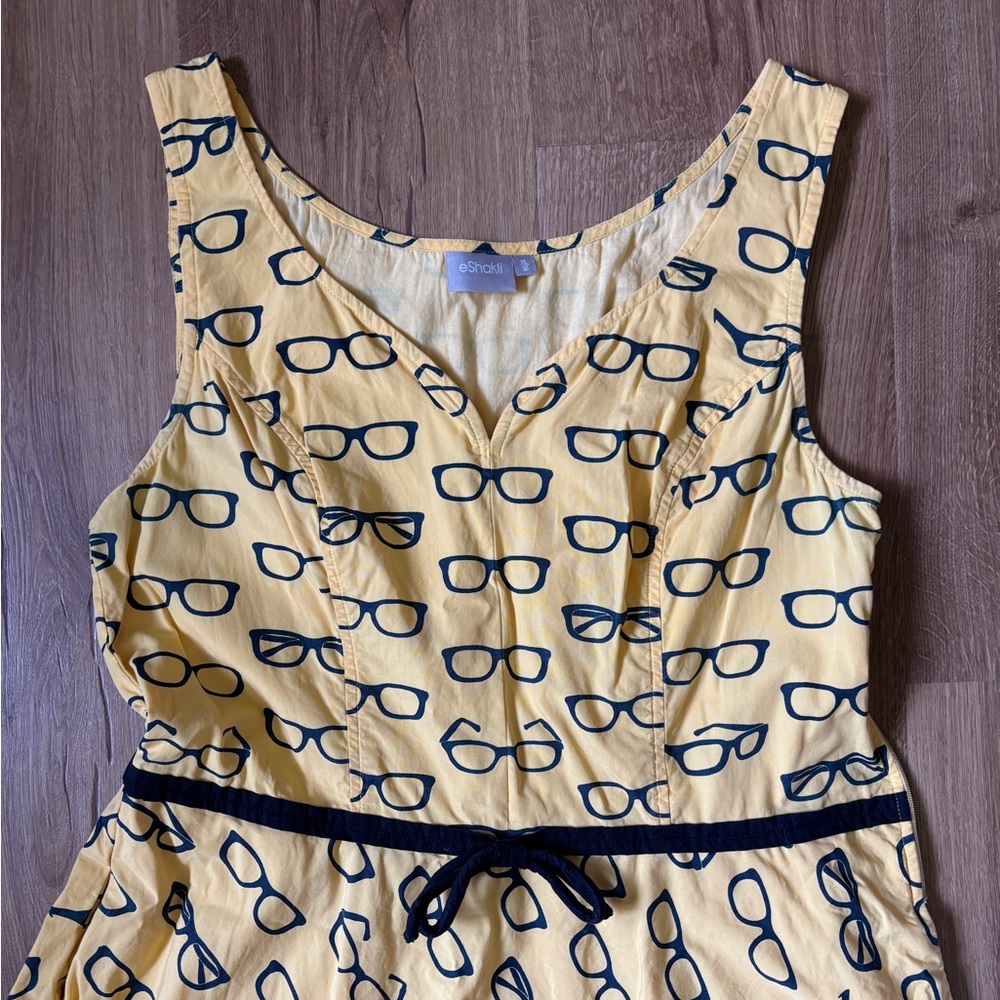 eShakti Yellow Dress with Glasses Pattern